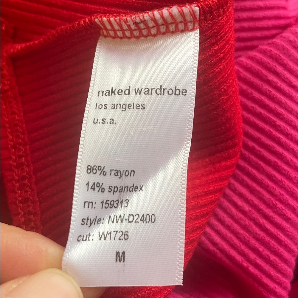 New Naked Wardrobe Pink Red Mid Stretch Sleeveless Dress Size Medium - Picture 7 of 8